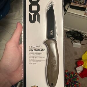 SOG Field Pup 1 Fixed Blade Knife with Leather Sheath Cabela Exclusive New